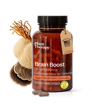 Plant Therapy Lion s Mane Capsules Manufactured in USA 4 Month Supply with Turkey Tail and Cordyceps Supports Memory Focus Supplements for Women & Men Brain Boost 120 Vegetarian Capsules