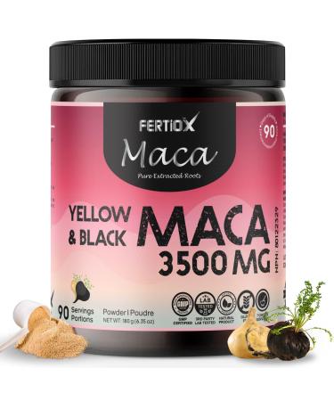 Maca Powder 3500mg Per Scoop I 90 Serving I for Men and Women I Maca Root Pure Extracted I Black and Yellow Maca I Provides Antioxidants and Health Support I Made In Canada