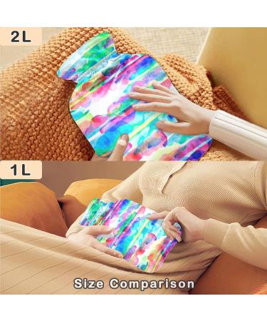 NAANLE Hot Water Bottle with Watercolor Strips | 1L Thermal Relief | Handheld Warmers for Pain & Cold Therapy | Convenient Cover & Transparent Bag - Buy Online on GoSupps.com