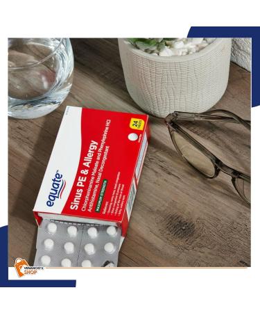 Equate Sinus & Allergy Relief PE Tablets - Maximum Strength Antihistamine & Decongestant - 4 Hour Allergy Medication - 72 Count (Pack of 3) + Bonus Venancio Sfridge Sticker - Buy Online on GoSupps.com