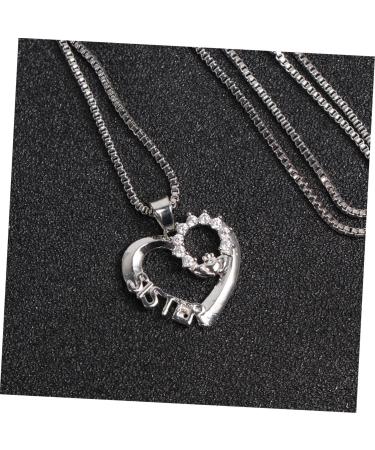 2pcs Love Souvenir Goldensilver Crystals Miss Clavicle for Personality Heart Letters Fashion Friend 52X2cm Silver - Buy Online on GoSupps.com