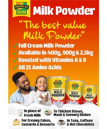 Tropical Sun Full Cream Milk Powder 2.5KG with Vitamins A & D | Pack of 1 - Buy Online on GoSupps.com
