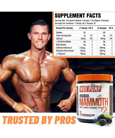 Mammoth Labs Pump Pre Workout - 30 Servings | Explosive Energy & Focus, Nitric Oxide Boosters | Build Muscle & Increase Endurance | Sugar-Free, Gluten-Free Energy for Men & Women - Buy Online on GoSupps.com