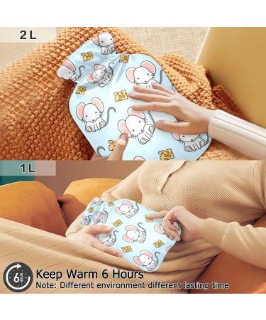 Oarencol Cute Mouse Hot Water Bottle 2L - Transparent Pain Relief Bag with Cover for Cramps - Ideal for International Shipping - Buy Online on GoSupps.com
