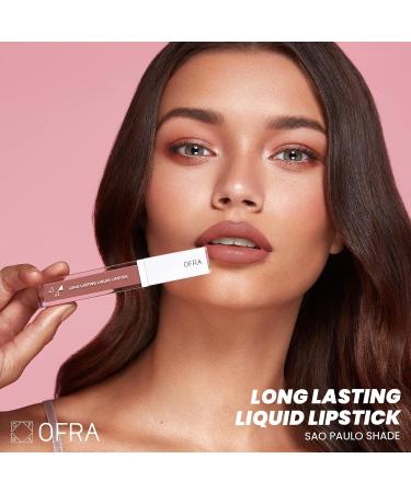 Ofra Cosmetics Sao Paulo Long Lasting Liquid Lipstick - Lightweight Velvet Matte Neutral Peach Nude - Vegan Formula with Antioxidants - 8g Tube - Buy Online on GoSupps.com