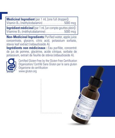 Pure Encapsulations B12 5 000 Liquid - Vitamin B12 Methylcobalamin Supplement to Support Energy & Blood Cells* - Liquid B12 Drops - 1 Fl Oz - Buy Online on GoSupps.com