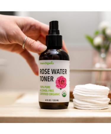 USDA Organic Rose Water Spray - 100% Pure Facial Toner & Hair Mist - Alcohol Free - 4 Oz - Buy Online on GoSupps.com