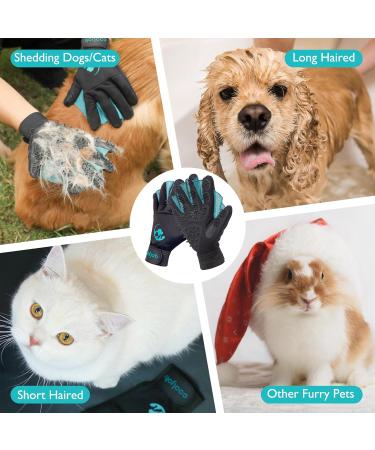 Cool Job Fur Care Gloves & Pet Bath Brush | Gentle De-Filtering Pet Grooming Gloves for Cats Dogs Horses & Rabbits (M-L) - Buy Online on GoSupps.com
