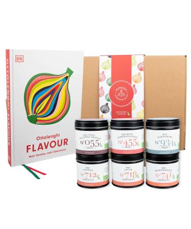 Rimoco Ottolenghi gift set "Flavor" - Set Content: Ottolenghi Flavor cookbook - spices: Chili Jalape o Orange 60g Red Paprika flakes 55g Dukkah 75g Zatar 50G 55G cardamom 45g Ottolenghi Set: "Flavor"