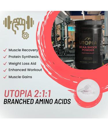 Utopia BCAA Shock Powder 2:1:1 - 45 Servings Fruit Punch Blast | Fast Recovery & Lean Muscle Growth | Shop Now - Buy Online on GoSupps.com