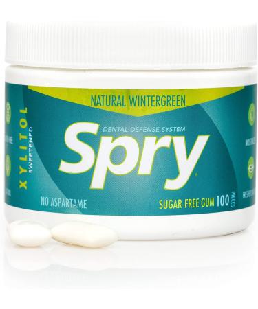 Spry Natural Xylitol Chewing Gum - Aspartame-Free, Sugar-Free, Wintergreen, 100 Count - Buy Online on GoSupps.com