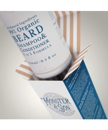 Buy Monster&Son Organic Beard Shampoo & Conditioner 2 in 1 - Gentle Hypoallergenic Wash for Sensitive Skin - Paraben & Sulphate Free - 250ml - Best Beard Care for Men - Buy Online on GoSupps.com