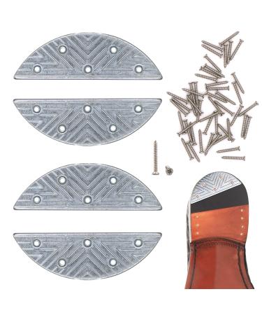 GOETOR Metal Heel Plates 4 PCS Shoe Heel Taps Tips Repair Sole Pad Replacement with Nails fot Boots and Shoes(Arched)