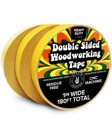3 Pk Double Stick Tape Double Sided Woodworking Tape Double Sided 1 inch  Wide Wood Tape for Woodworkers CNC Machines Routing Templates Strong Double  Sided Tape Heavy Duty 60 Feet Each (180FT