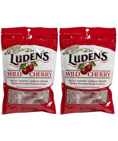 Ludens Wild Cherry Throat Drops Sore Throat Relief 30 Count (2 Pack)