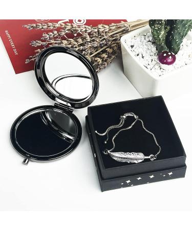 Calyders Black Travel Mirror & Leaf Bracelet Gift Box for Her | Birthday, Valentine's Day, Wedding - Buy Online on GoSupps.com