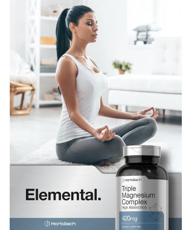 Triple Magnesium Complex 420mg | 250 Capsules | Non-GMO & Gluten-Free | Oxide, Citrate & Aspartate Formula | Dietary Supplement by Horbaach - Buy Online on GoSupps.com