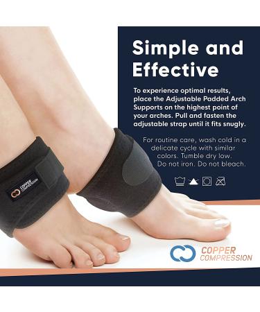 Copper Compression Adjustable Padded Arch Support - 2 Plantar Fasciitis Braces/Sleeves for Foot Pain Relief - One Size Fits All - Buy Online on GoSupps.com