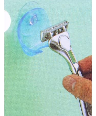 Ruilogod Plastic Suction Cup Holder for Razors & Shavers - Clear Blue Storage Hanger | International Shipping - Buy Online on GoSupps.com