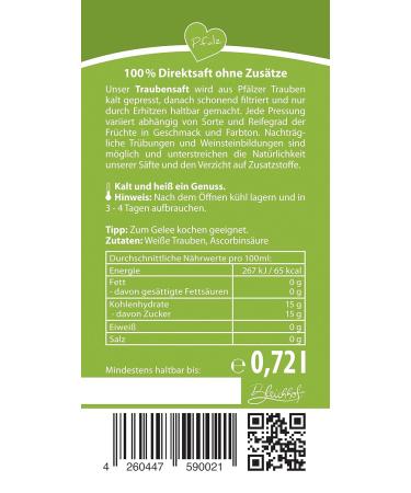 100% Natural White Grape Juice - Vegan No Added Sugar Pack of 6 (720ml Bottles) | Bleichhof - Buy Online on GoSupps.com