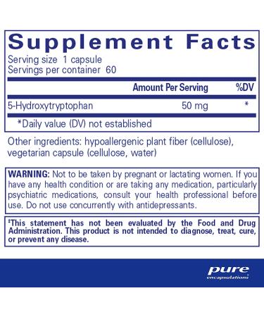 Pure Encapsulations 5-HTP 50mg | Brain, Sleep & Serotonin Support | 60 Capsules - Buy Online on GoSupps.com