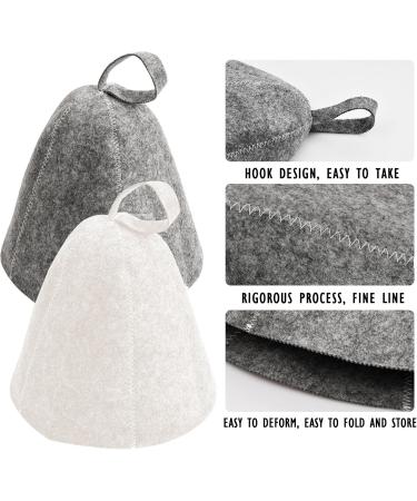 Superu Felt Sauna Hat Set for Men & Women - Quality Sauna Caps & Accessories - Unique Wellness Experience (White + Gray) - Buy Online on GoSupps.com