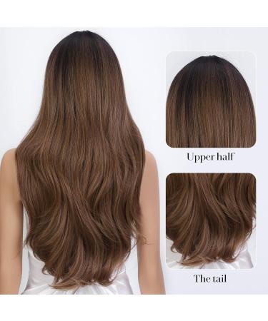 HAIRCUBE Brown Fringe Layered Wig for Women - Natural Looking Synthetic Wig | UK Women's Chocolate Brown Hairpiece - Buy Online on GoSupps.com
