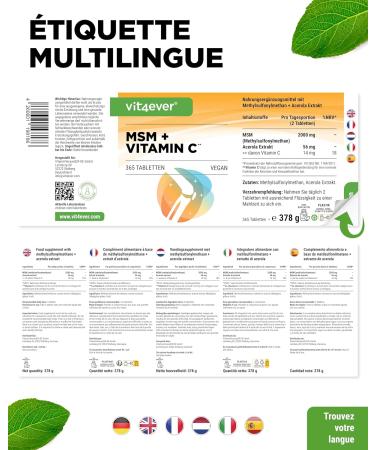 MSM 2000mg - 365 Tablets - With Acerola Natural Vitamin C - No Additives - 6 Month Supply - High Dosed - Vegan - Buy Online on GoSupps.com