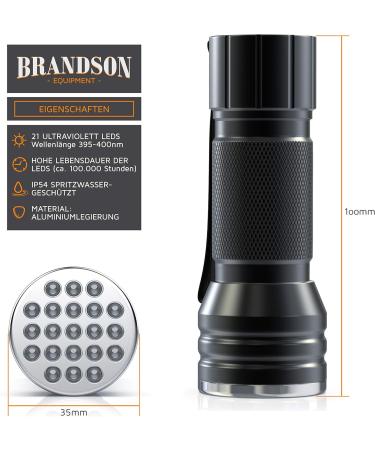 Buy Brandson Pet Creeping Tector - UV Black Light Flashlight with 21x LEDs | Energy Efficient Ultraviolet Lamp for Pet Stains & More - Buy Online on GoSupps.com