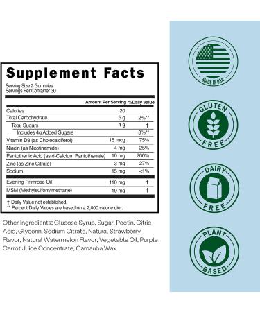 Embody 60 Multivitamin SOS Gummy | Vitamin D Supplement for Healthy Skin | Repair Skin Barrier & Increase Hydration with MSM, Zinc, and Primrose Oil - Buy Online on GoSupps.com