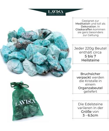 Buy Lavisa Premium Healing Stones & Gemstones Set | 100% Natural Crystals for Decoration & Water Treatment | Basic Mixing Gem Water (Amazonite) - Buy Online on GoSupps.com