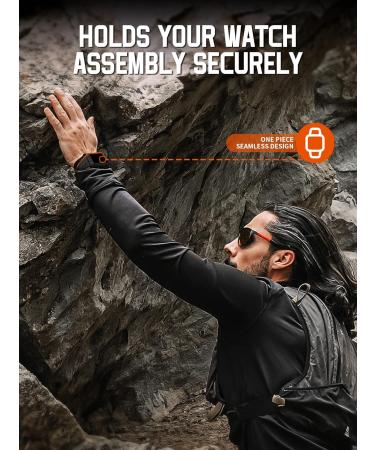 Wristitani Apple Watch Band 44mm with Rugged Case + Screen Protector for Men - Compatible with iWatch Series 8/7/6/SE/5/4 - Sport Military Band in Black - Buy Online on GoSupps.com