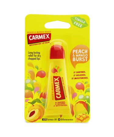 Carmex Lip Balm Peach & Mango Burst Tube 10g Mango 1 piece (1 pack)