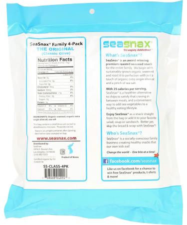 Buy SeaSnax Organic Roasted Seaweed - 20 Large Sheets (2.16 oz) - Healthy Snack - Buy Online on GoSupps.com