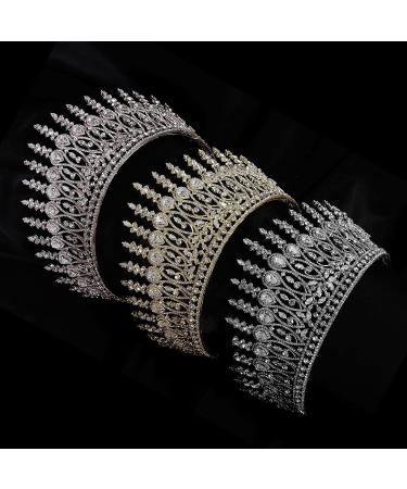 Rose Gold Tall Wedding Tiara with 5A Cubic Zirconia - Bridal Headband for Bride Party - Crystal Princess Crown for Women - Buy Online on GoSupps.com