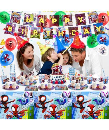Yumcute ZX Tableware 99PCs | Spidey & Super Friends Birthday Supplies | Kids Party Decorations & Pull Flag Banner - Buy Online on GoSupps.com
