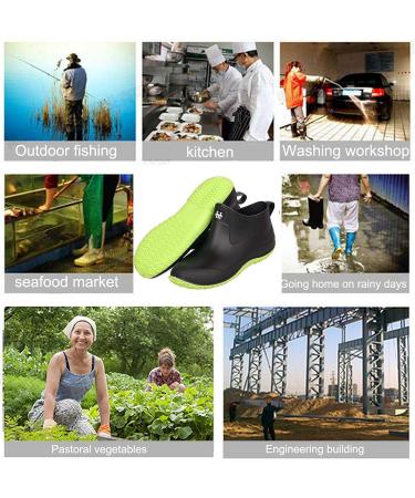 Celanda Waterproof Rain Boots for Women - Non-Slip Ankle Garden Boots for Camping, Lawn Care & Gardening - Size 6.5 Black/Green - Buy Online on GoSupps.com