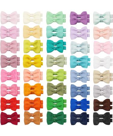ALinmo 80 Pcs Small 2 Inch Baby Hair Clips - Ribbon Covered Hair Bow Clips for Baby Fine Hair - Buy Online on GoSupps.com