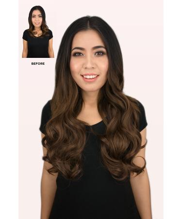 Bombshell Hair Extensions 3/4 Half Head Hair Piece 24 inches Heat Resistant Synthetic Long Curly Thick Wig (M04 DARK BROWN)