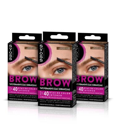 Syoss Syoss Brow Tint Permanent Eyebrow Color Light Brown 3 Count Total Coverage & Long Lasting Color