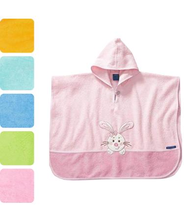 Morning star Badeponcho Children Baby Girls Boys 100% Cotton Oeko-Tex Baby Bathing Club Handy towel Bathlete Frotee 1-3 years of pink