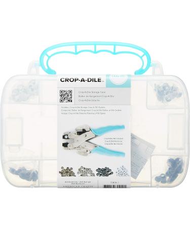 Crop-A-Dile Carrying Case by We R Memory Keepers | Includes heavy-duty-plastic carrying case with teal handle and 100 eyelets in assorted colors - Buy Online on GoSupps.com