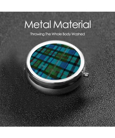 Buy Blue and Green Scottish Tartan Mini Round Pill Box | 3-Compartment Pill Organizer for Travel Home & Office | Portable Medicine Case - Buy Online on GoSupps.com
