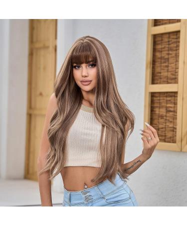 Uevies Brown Ombre Synthetic Wig | 26 Long Corrugated Pony Wig for Women | Naturally Looking Cosplay & Party Hairstyles - Buy Online on GoSupps.com