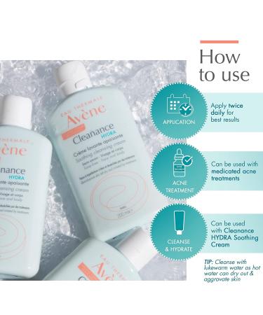 Eau Thermale Avene Cleanance HYDRA Soothing Cleansing Cream 6.7 fl.oz - Nourishing Cleanser for Dry Blemish-Prone Skin - Buy Online on GoSupps.com