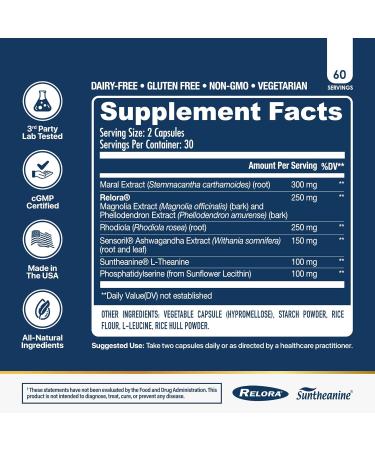 NuEthix Formulations Cort-Eaze - Cortisol Supplement - Health Support Supplement with Ashwagandha L-Theanine & Rhodiola Rosea - Relaxation and Deep Sleep 60 Capsules 30 Servings - Buy Online on GoSupps.com