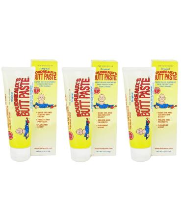 Boudreaux's Butt Paste Diaper Rash Ointment Skin Protectant 4 Oz (Pack of 3)