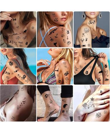 Metuu Temporary Tattoos 60 Sheets Black Tiny Tattoos Stickers for Man or Woman Waterproof Non-toxic Removable Fake Tattoos for Body Hand Shoulder Face Leg Feet Neck and Finger Light Black - Buy Online on GoSupps.com