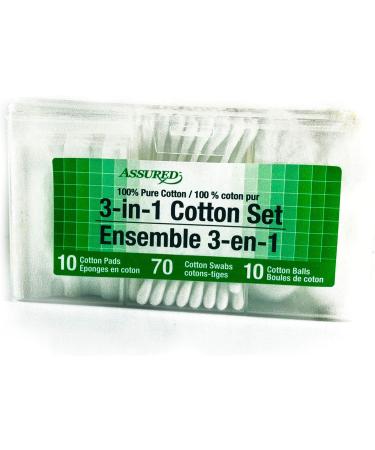 Shop Assured Cotton Pads Swabs & Balls - 3-in-1 Set (90 Items) | Blue Purple & White - International Shipping Available - Buy Online on GoSupps.com