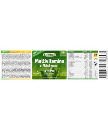 Greenfood MultiVitamin 800 mg high dose - all important vitamins (daily requirements) minerals and trace elements. With high bioavailability. NO artificial additives. Vegan. - Buy Online on GoSupps.com